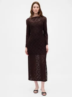 Lace Bell-Sleeve Maxi Dress
