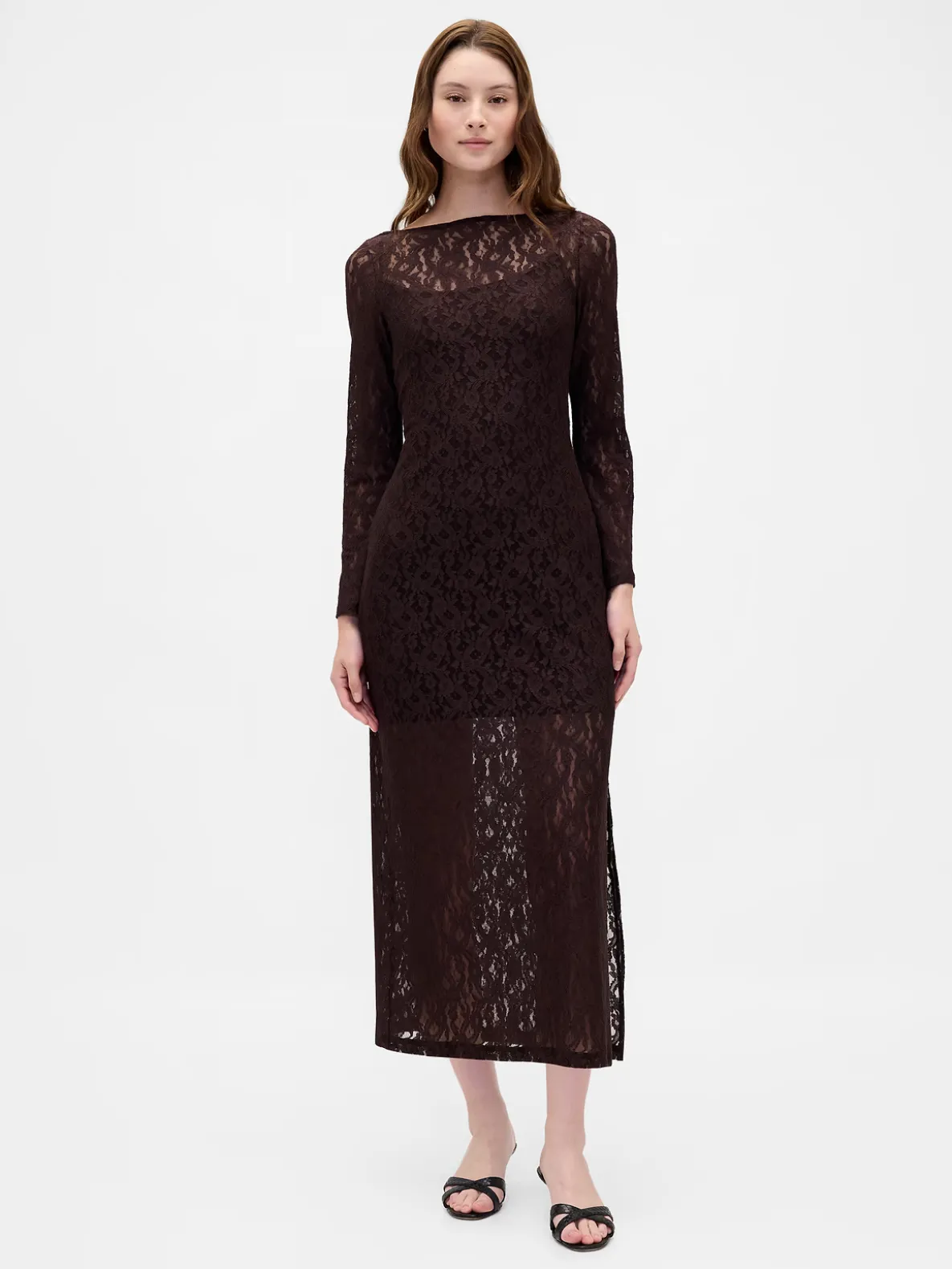 Lace Bell-Sleeve Maxi Dress
