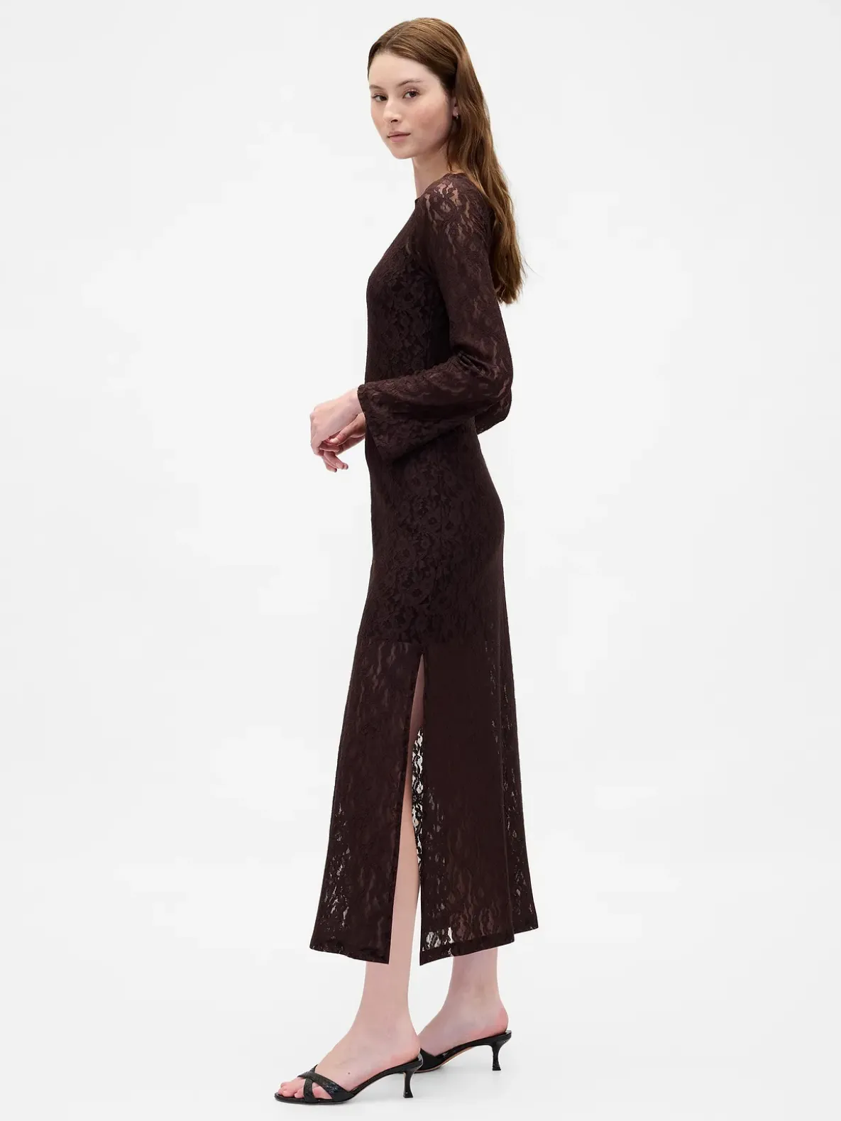 Lace Bell-Sleeve Maxi Dress