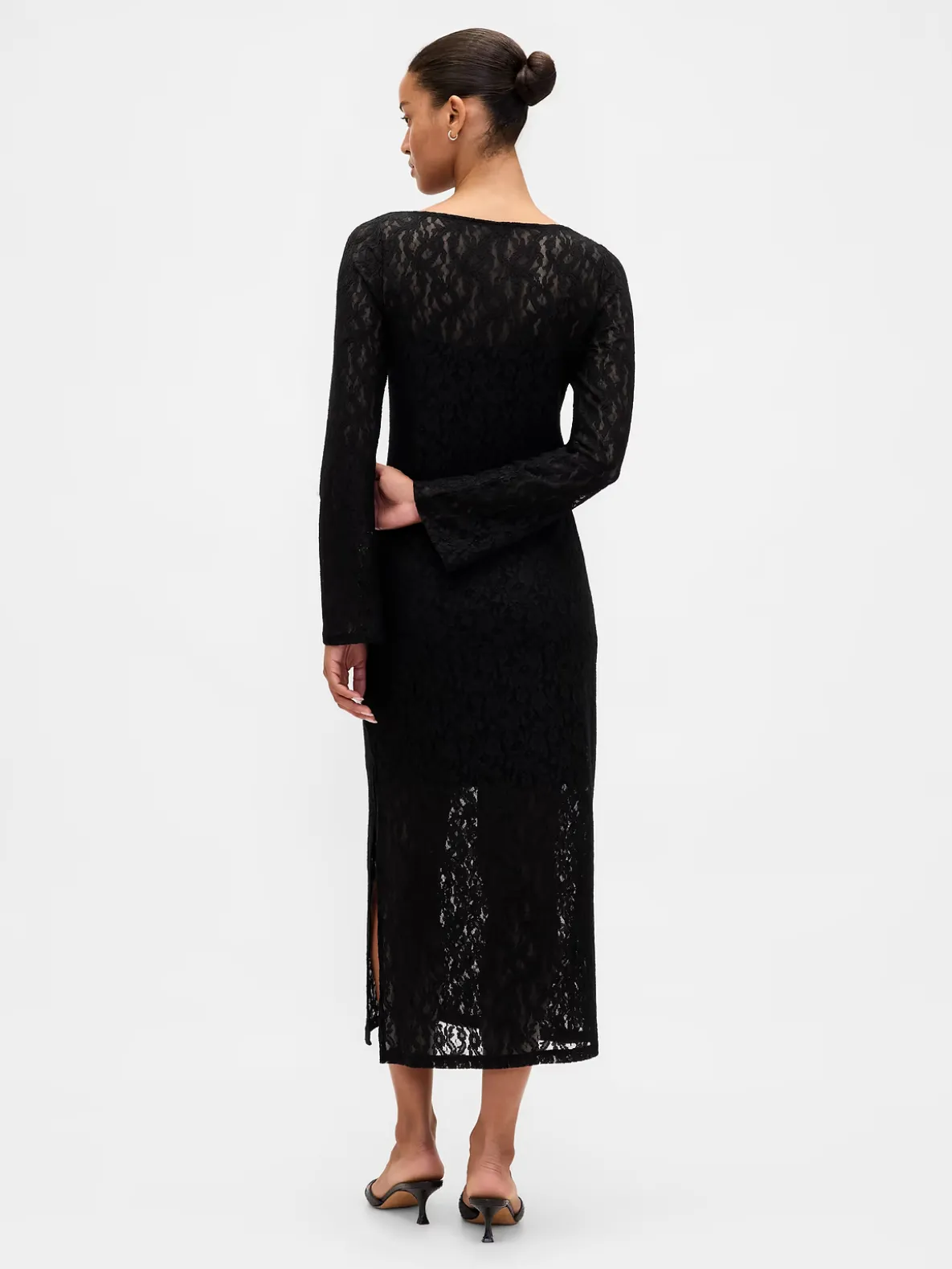 Lace Bell-Sleeve Maxi Dress