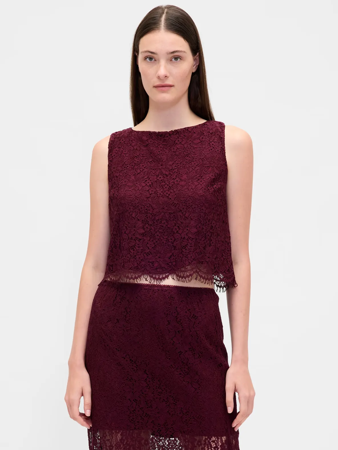 Lace Boatneck Crop Shell Top