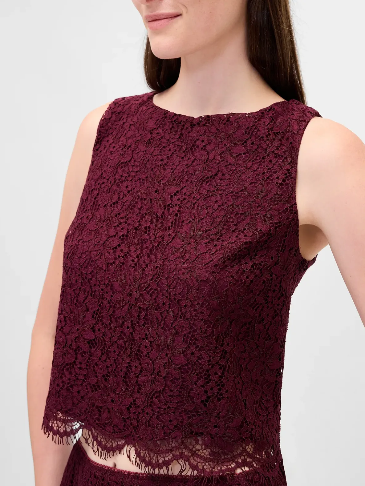 Lace Boatneck Crop Shell Top