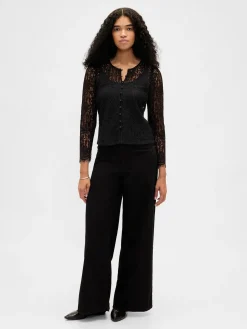 Lace Button-Front Top