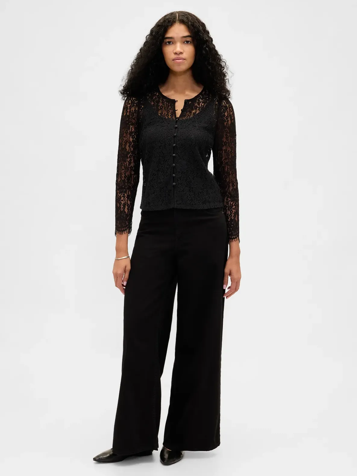 Lace Button-Front Top