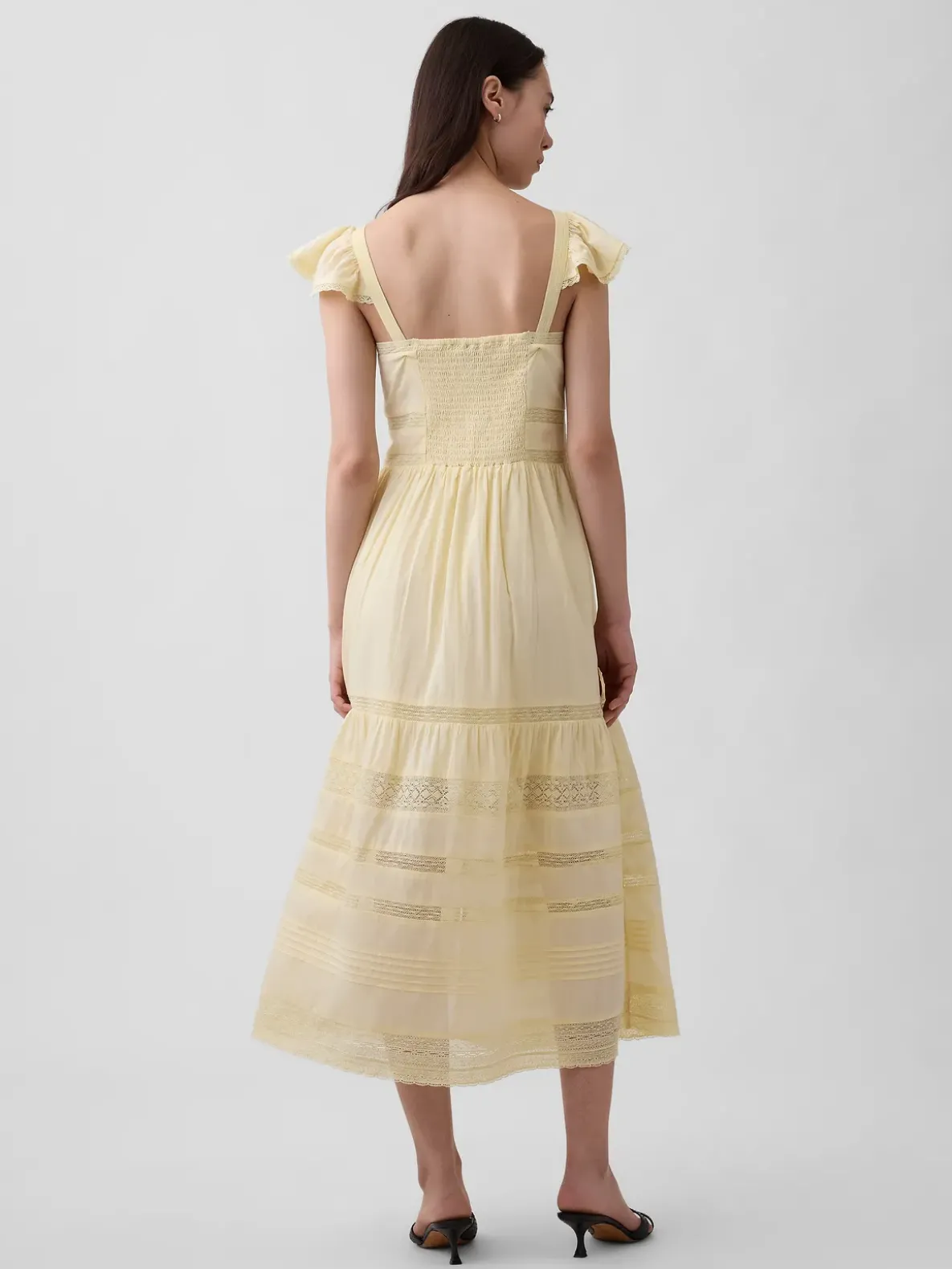 Lace Ruffle Voile Maxi Dress
