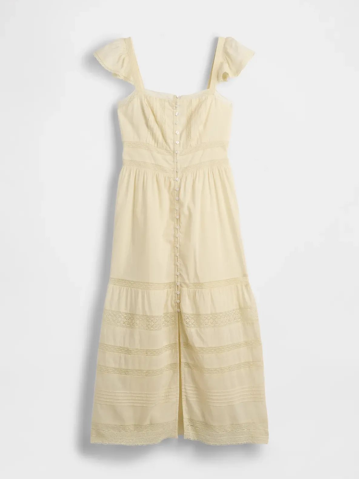 Lace Ruffle Voile Maxi Dress