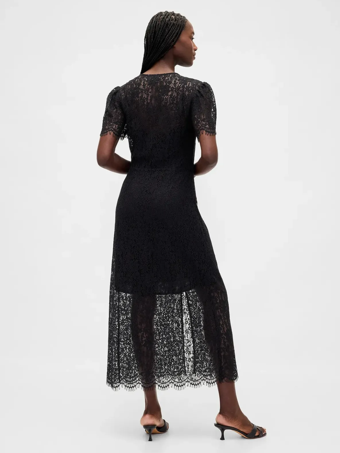 Lace V-Neck Midi Dress