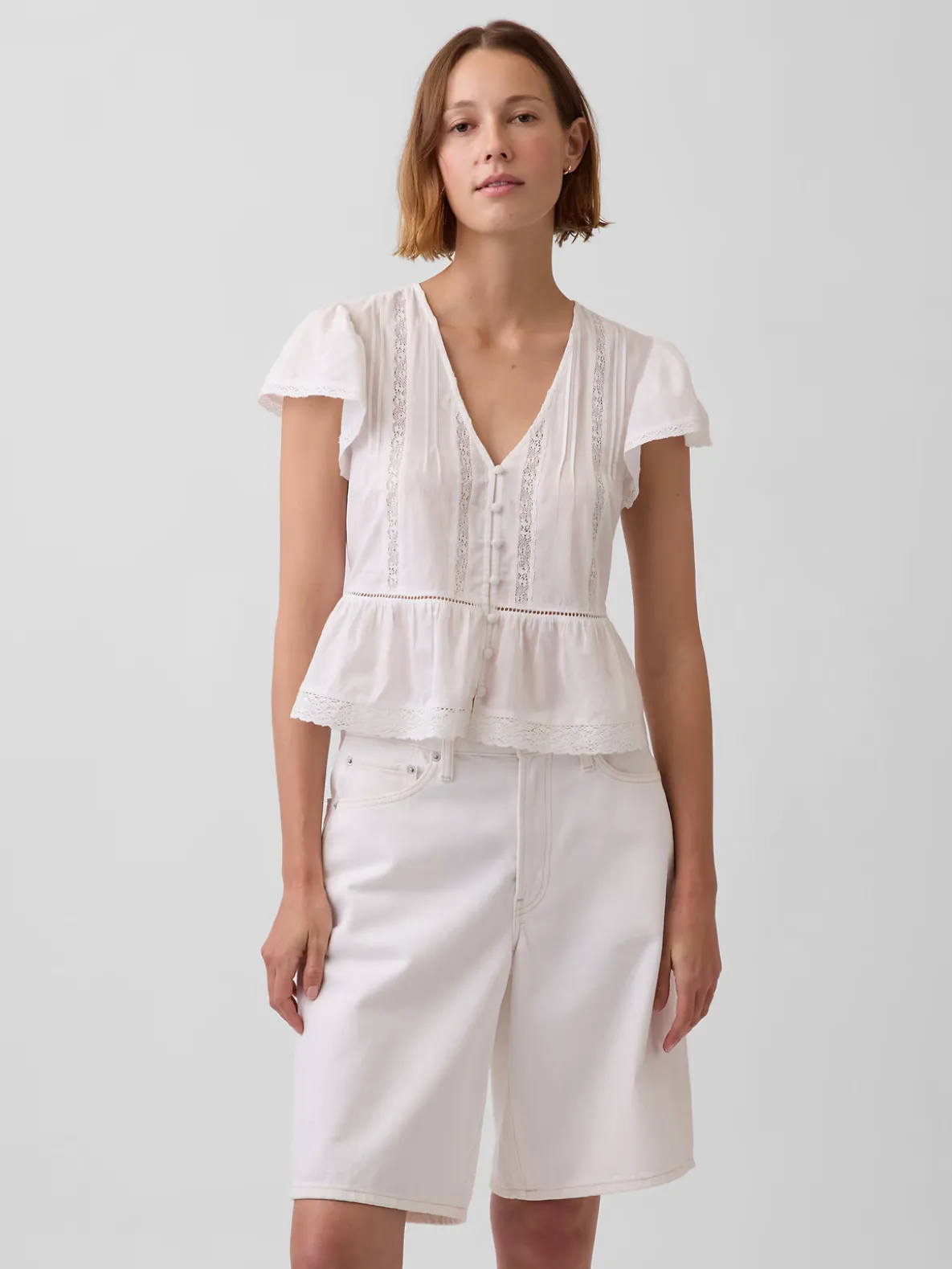 Lace Voile Peplum Crop Top