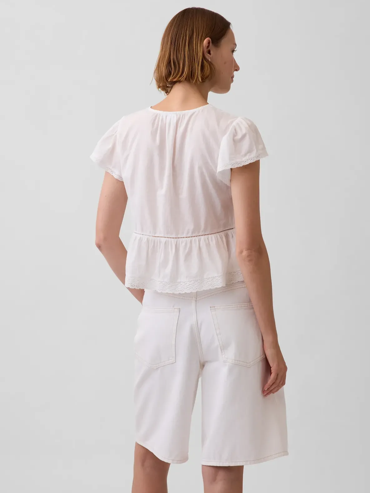 Lace Voile Peplum Crop Top