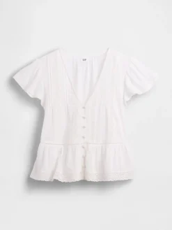 Lace Voile Peplum Crop Top