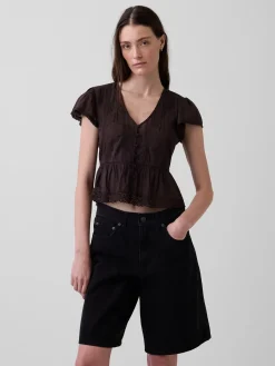 Lace Voile Peplum Crop Top