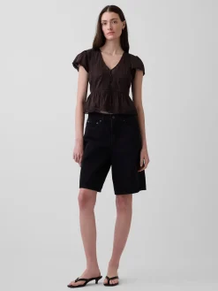 Lace Voile Peplum Crop Top
