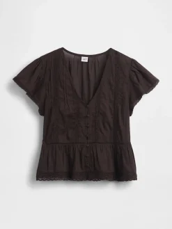 Lace Voile Peplum Crop Top