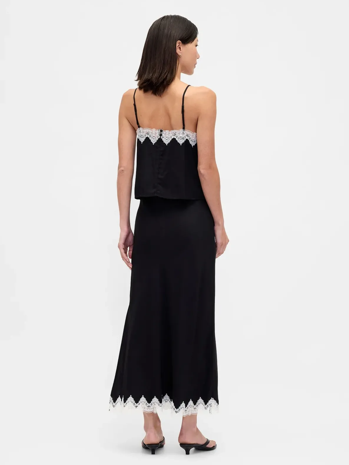 Lace-Trim Maxi Skirt