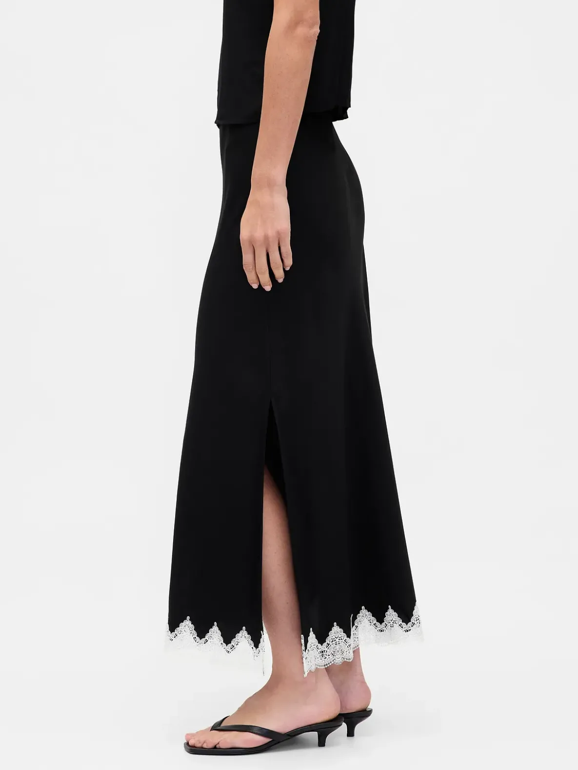 Lace-Trim Maxi Skirt