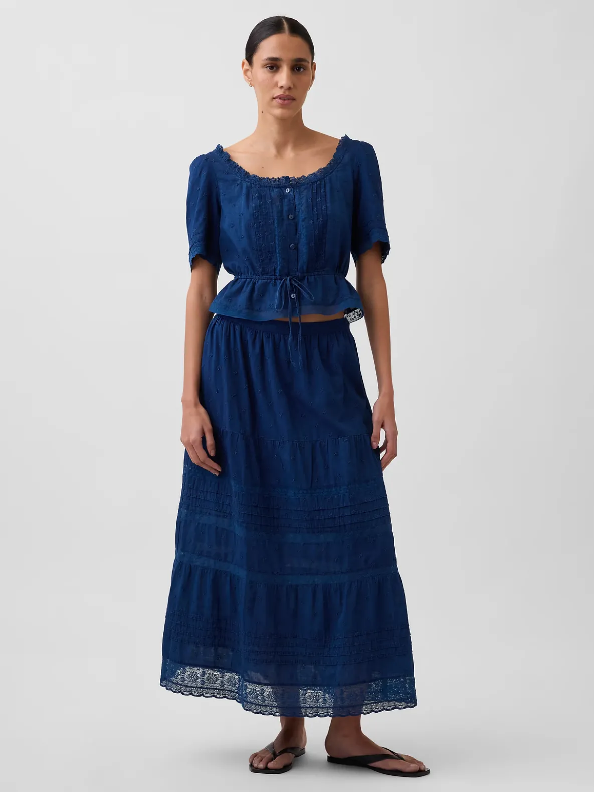 Lace-Trim Maxi Skirt