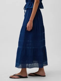 Lace-Trim Maxi Skirt