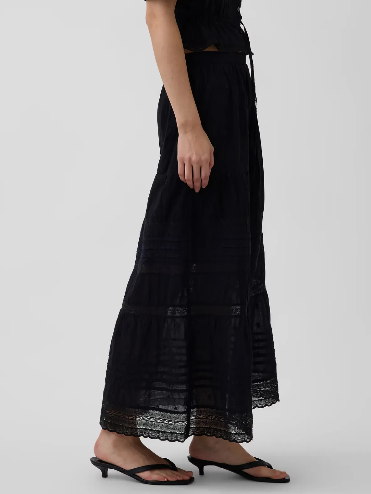 Lace-Trim Maxi Skirt