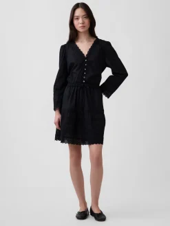 Lace-Trim Mini Dress