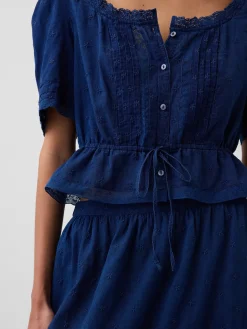 Lace-Trim Peplum Top