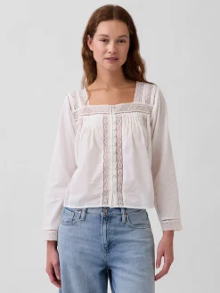Lace-Trim Square-Neck Top