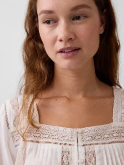 Lace-Trim Square-Neck Top