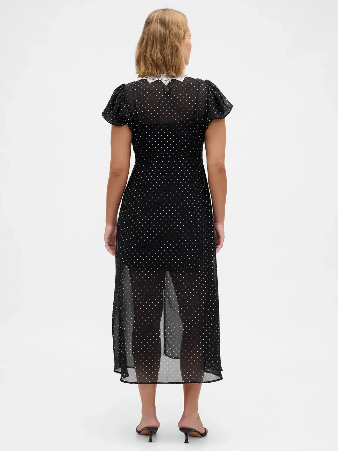 Lace-Trim V-Neck Maxi Dress