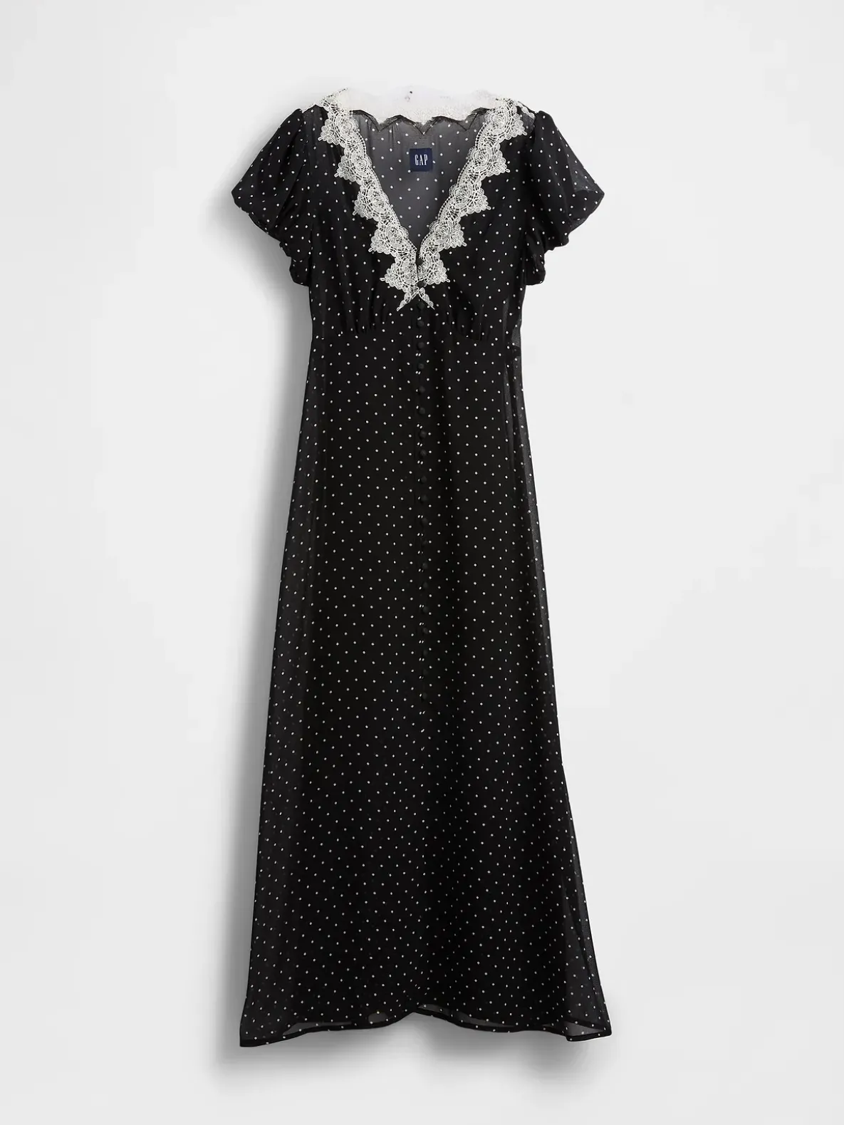 Lace-Trim V-Neck Maxi Dress