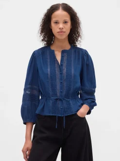 Lace-Trim Voile Top