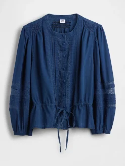 Lace-Trim Voile Top