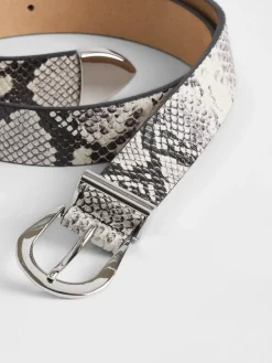 Leather Snake Print Belt