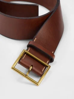Leather Square-Buckle Belt