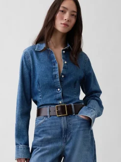 Leather Square-Buckle Belt
