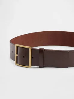 Leather Square-Buckle Belt