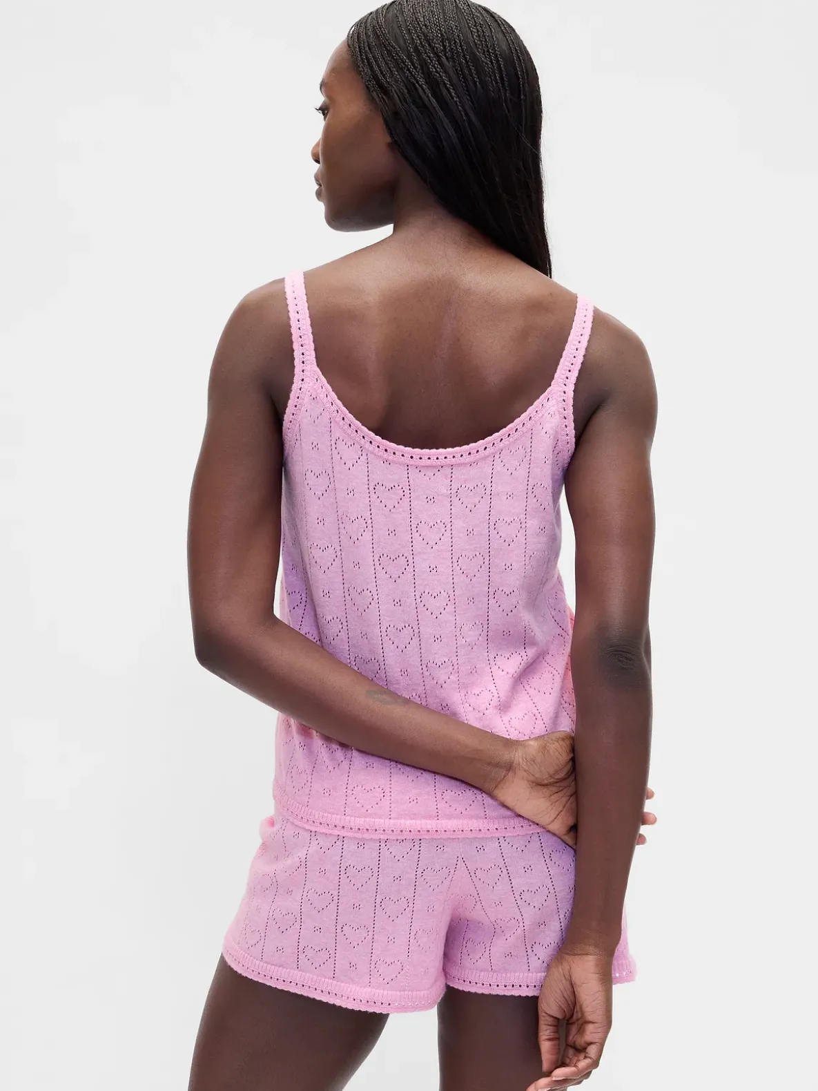 Lightweight CashSoft Pointelle Heart PJ Tank Top