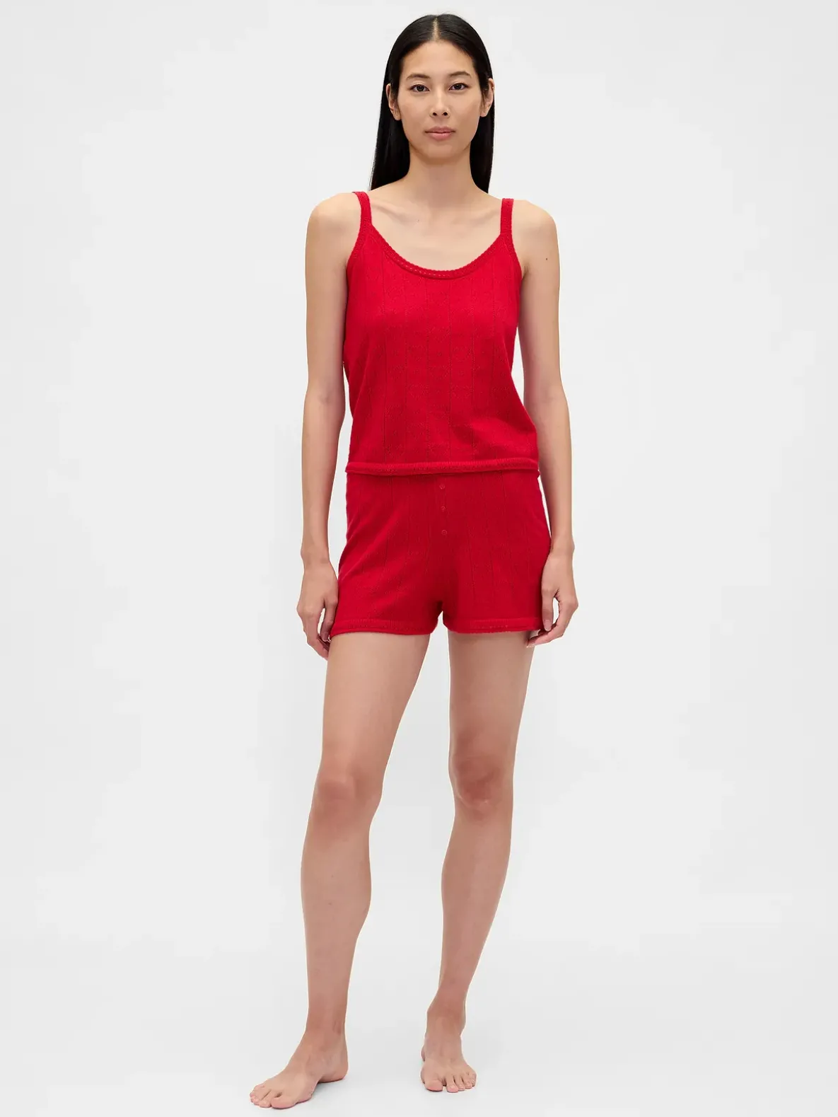 Lightweight CashSoft Pointelle Heart PJ Tank Top