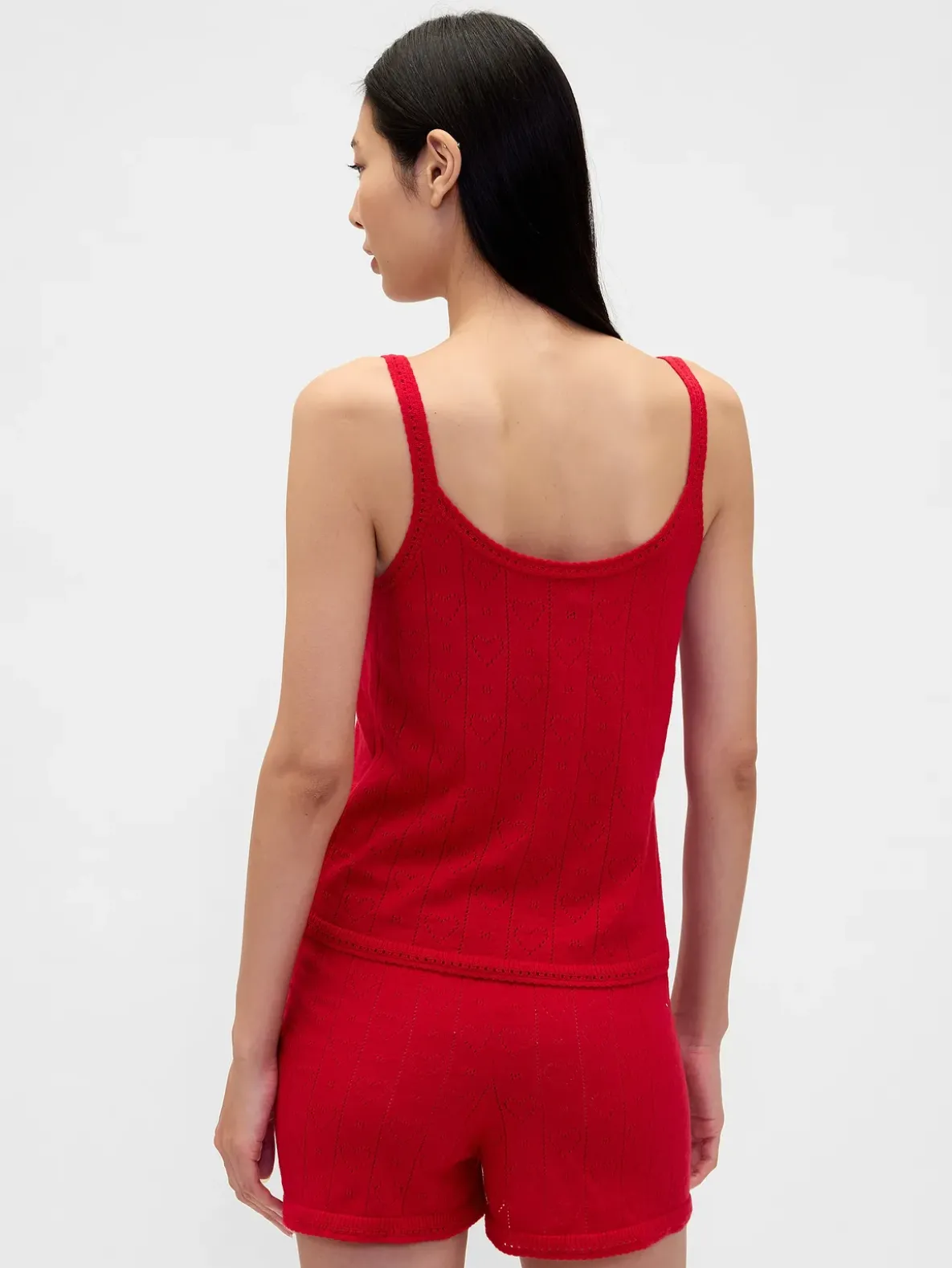 Lightweight CashSoft Pointelle Heart PJ Tank Top