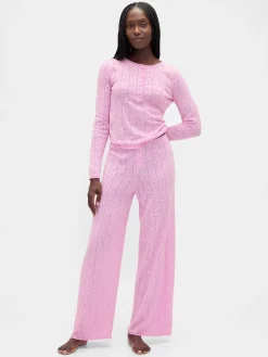 Lightweight CashSoft Pointelle Heart PJ Top