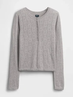 Lightweight CashSoft Pointelle Heart PJ Top