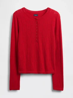 Lightweight CashSoft Pointelle Heart PJ Top