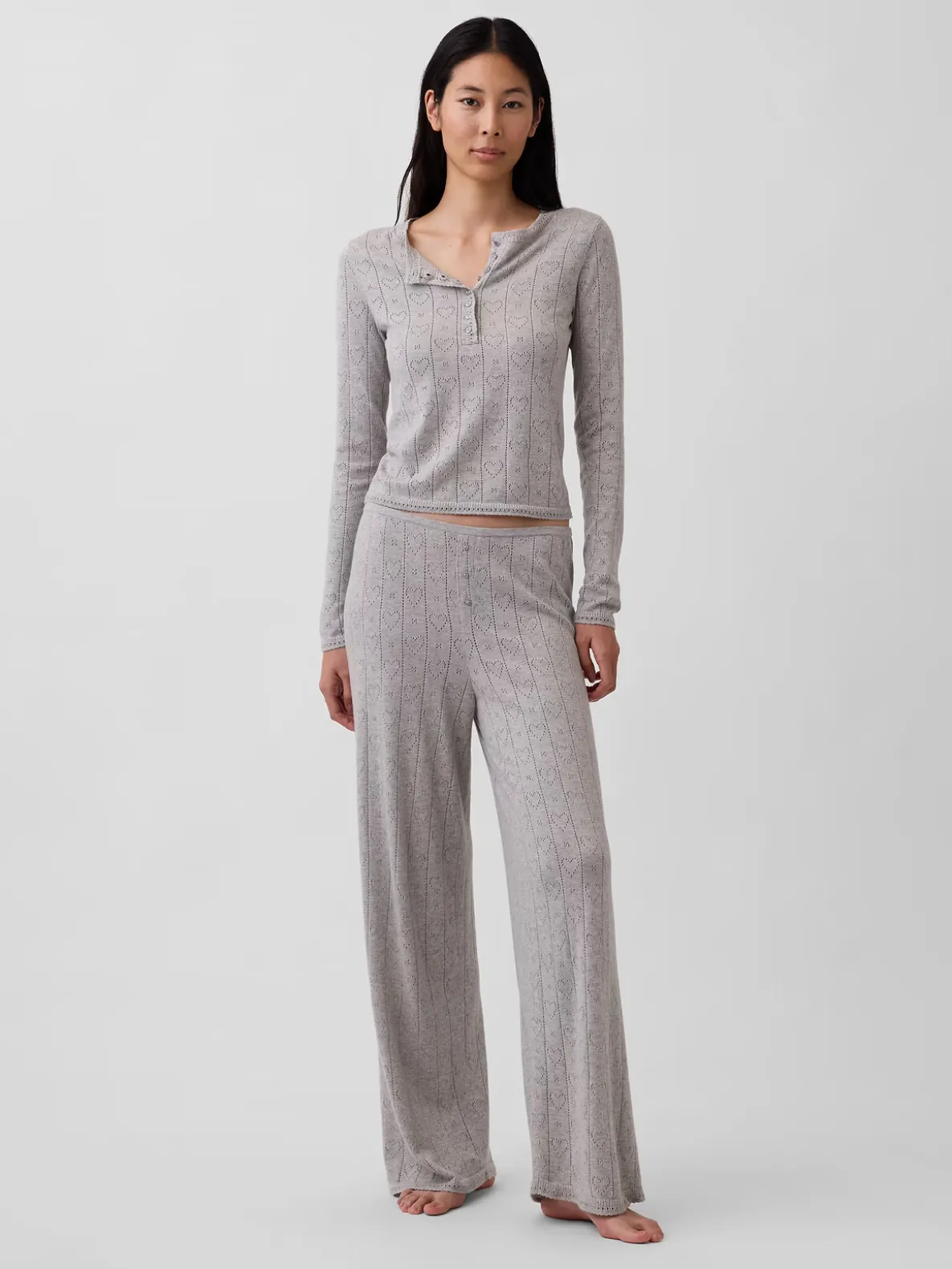 Lightweight CashSoft Pointelle Heart PJ Pants