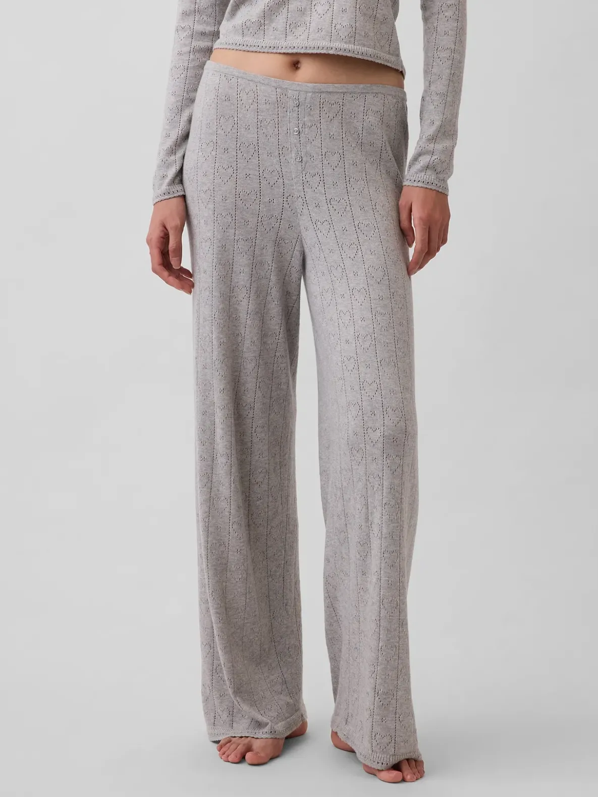 Lightweight CashSoft Pointelle Heart PJ Pants