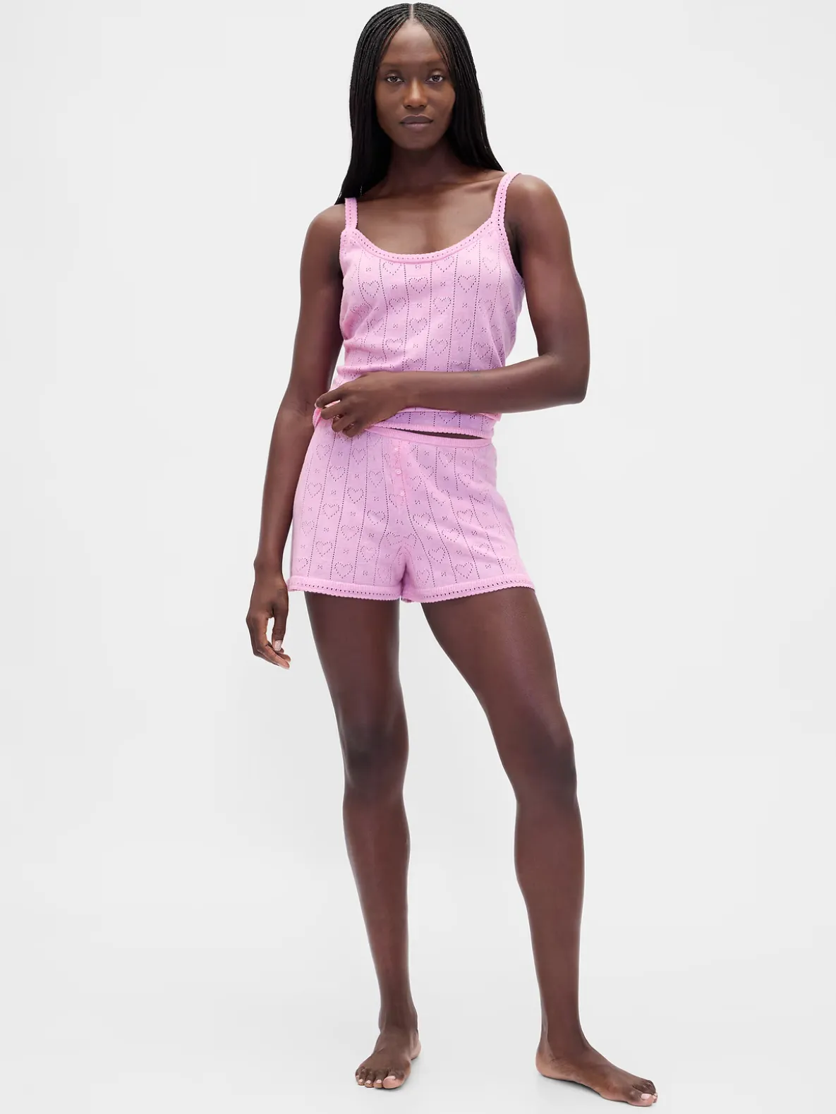 Lightweight CashSoft Pointelle Heart PJ Shorts