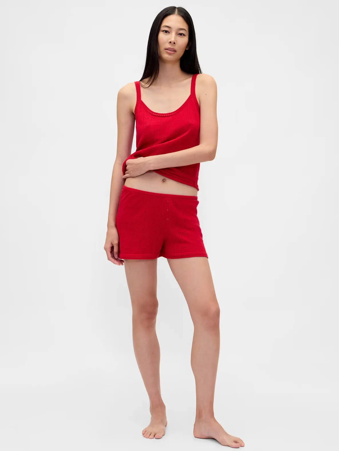 Lightweight CashSoft Pointelle Heart PJ Shorts