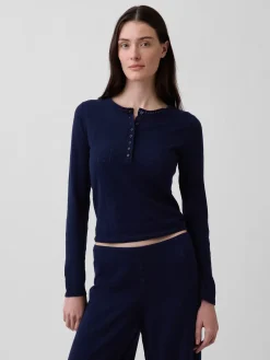 Lightweight CashSoft Pointelle Heart PJ Top