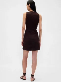 Linen-Blend Asymmetrical Mini Dress