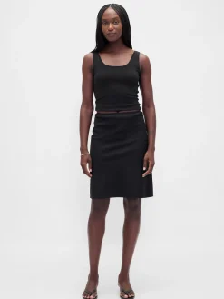 Linen-Blend Bias-Cut Skirt