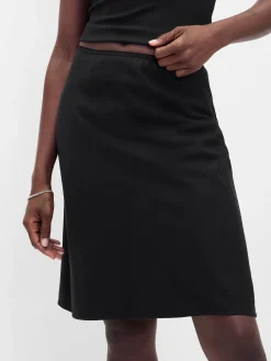 Linen-Blend Bias-Cut Skirt