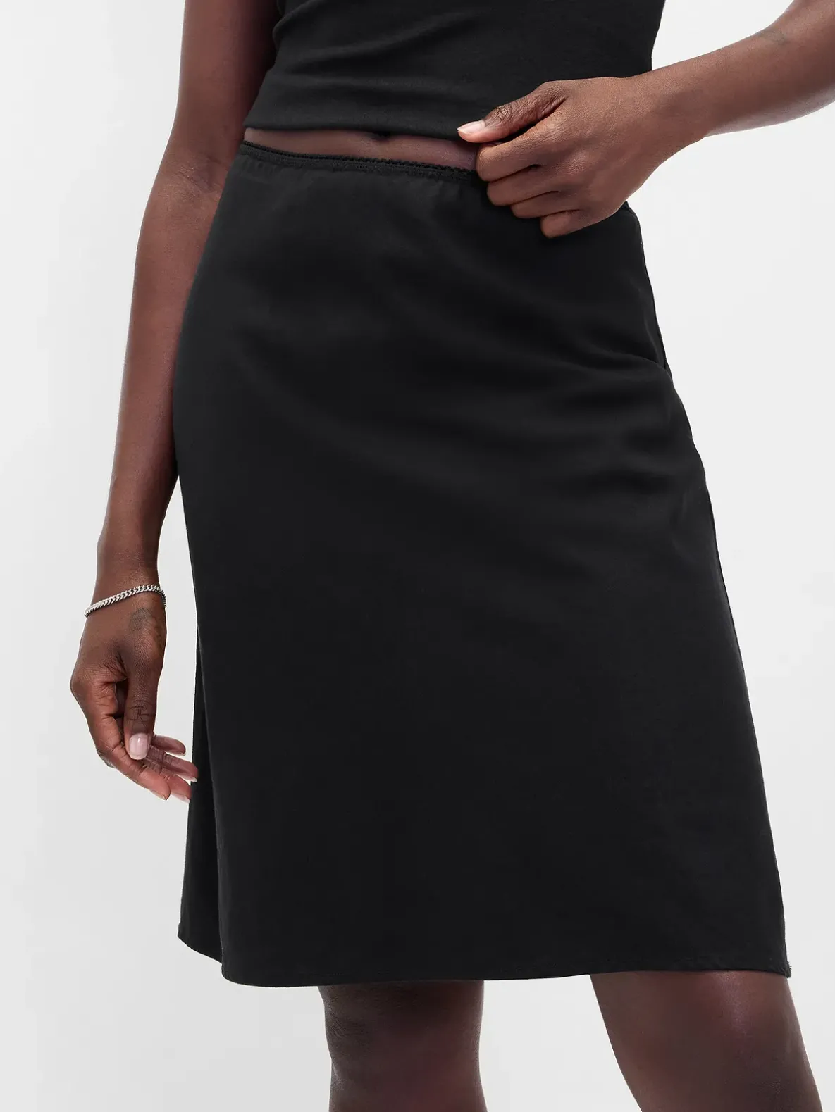 Linen-Blend Bias-Cut Skirt