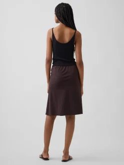 Linen-Blend Bias-Cut Skirt